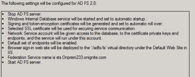 Configuration changes set by ADFS Configuration Wizard
